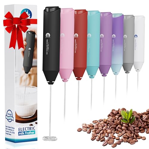 Powerful Milk Frother Handheld Foam Maker, Mini Whisk Drink Mixer for Coffee, Cappuccino, Latte, Matcha, Hot Chocolate, No Stand, Black