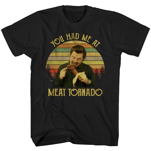 Ron Swanson Shirt, You Had Me at Meat Tornado T-Shirt, Funny Movie Quote Graphic Tees, Vintage Design Unisex Style Shirts
