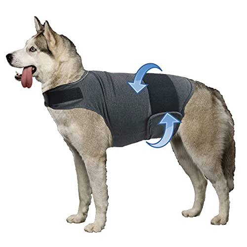 HCHYEY Dog Anxiety Jacket, Skin-Friendly Dog Calming Shirt - Dog Coat for Thunder, Fireworks and Separation - Keep Pet Calm Without Medicine & Training, Anti Anxiety Vest for Dogs (Dark Grey, XL)