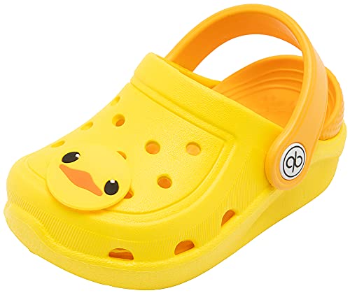dripdrop Girls Comfort Clogs Kids Slip On Garden Shoes Boys Lightweight Beach Pool Slide Sandals Shower Slipper, Yellow Duck, 11 Little Kid