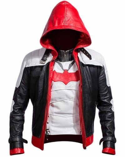Replica Bat Logo Style Arkham Knight Red Hood Vest Leather Jacket For Men’s(L)