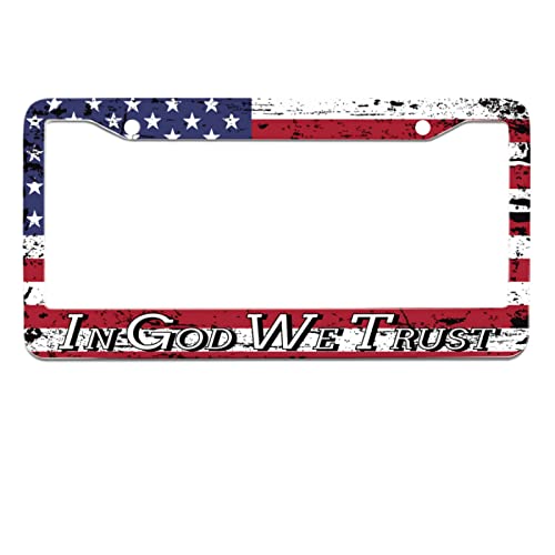 Personalise in God We Trust Christian License Plate Frames Metal Car Universal Accessories Stainless Steel License Plate Cars Decor Screw Caps Fits Standard US Vehicles Size 12.2 x 6 Men Women Gift