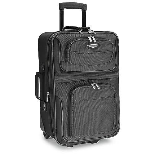 Travel Select Amsterdam Softside Expandable Rolling Luggage, TSA-Approved, Lightweight, Gray, Carry-on 21-Inch
