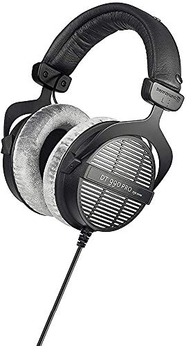 beyerdynamic DT 990 PRO Over-Ear Studio Headphones in black. Open construction, wired (Renewed)