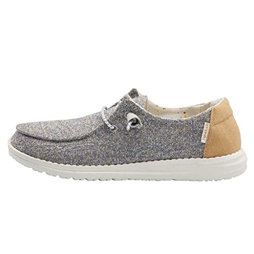 Hey Dude Women's Wendy Grey/Yellow Size 7 | Women’s Shoes | Women’s Lace Up Loafers | Comfortable & Light-Weight