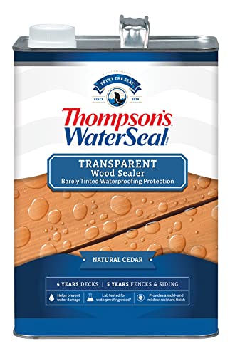 Thompson’s WaterSeal Transparent Waterproofing Wood Stain and Sealer, Natural Cedar, 1 Gallon