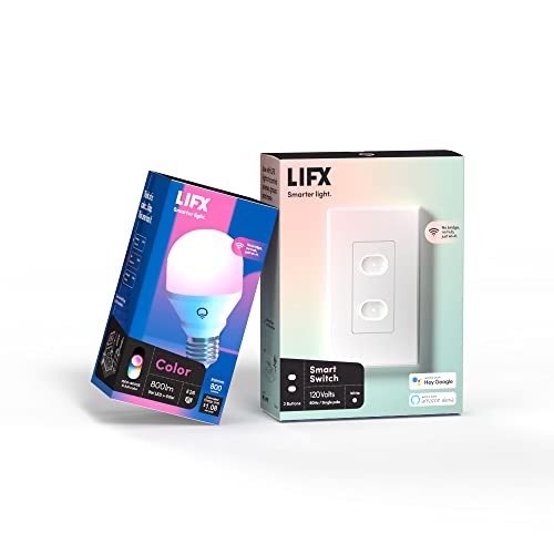 LIFX Switch Bundle – with Color 800 Lumen Smart Bulb and Wi-Fi Connected Smart Switch