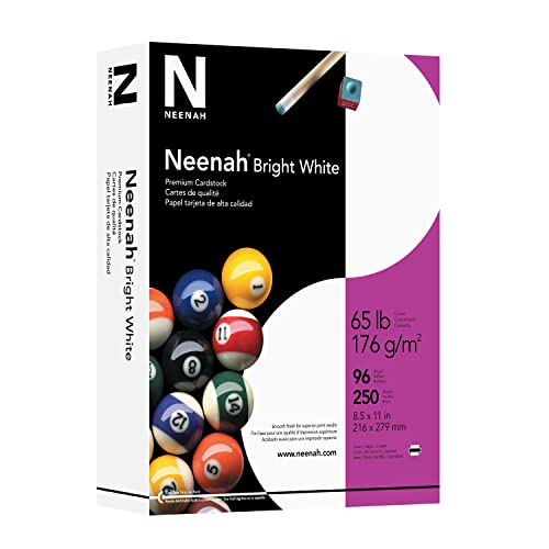 Neenah Premium Cardstock, 8.5' x 11', 65 lb/176 gsm, Bright White, 250 Sheets (91904)