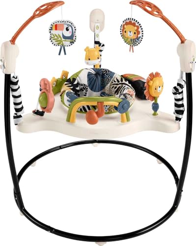 Fisher-Price Baby Bouncer Palm Paradise Jumperoo Activity Center with Music Lights Sounds and Developmental Toys​