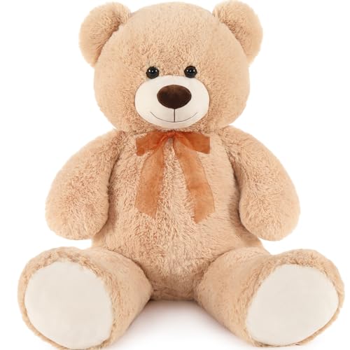 DOLDOA Giant Teddy Bear Soft Stuffed Animals Plush Big Bear Toy for Kids, Girlfriend 36 inch, Tan