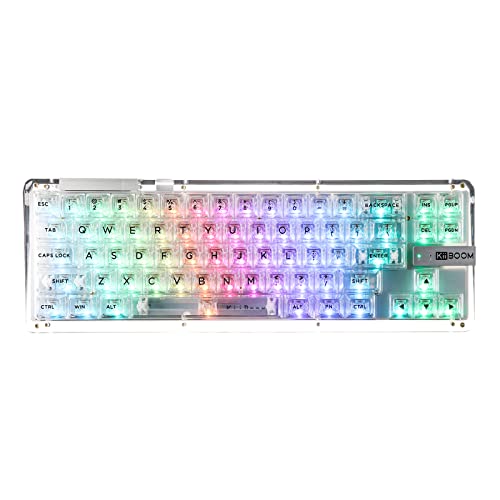 KiiBoom Phantom 68 65% Hot Swappable Crystal Gasket-Mounted Mechanical Keyboard, BT5.0/2.4GHz/USB-C Wired Wireless NKRO Gaming Keyboard with South-Facing RGB, 4000mAh Battery for Win/Mac(White)