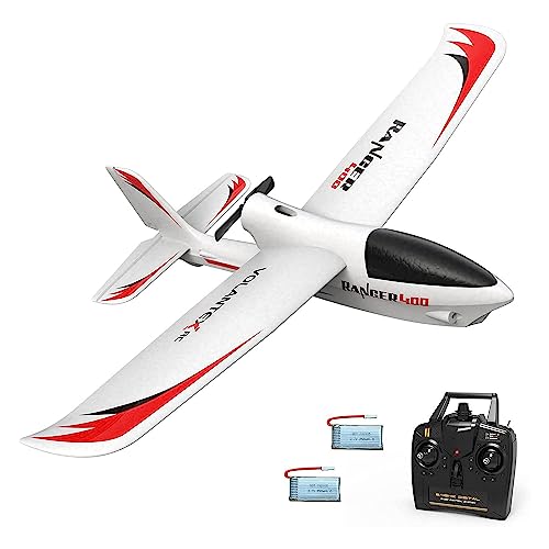 VOLANTEXRC Ranger 400 One Key Remote Control Airplane with Xpilot Stabilization, Gyroscope, 3 Level Control, and Lightweight Design, Red and White