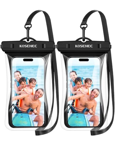 KOSENEC Waterproof Phone Case with Lanyard, Universal Waterproof Phone Pouch Floating[2 Pack], 2024 Phone Water Protector Pouch for Vacation Beach Pool Kayak Cruise Travel Essentials Accessories