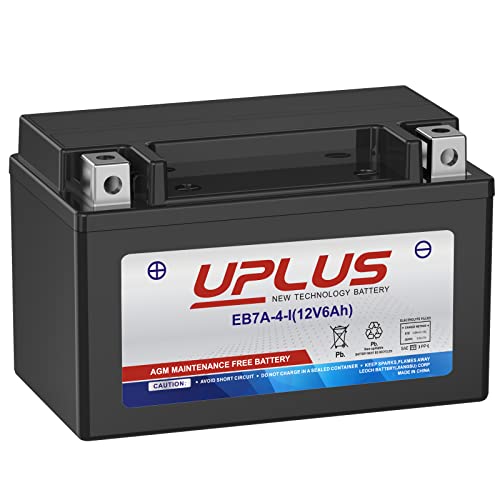 UPLUS YTX7A-BS AGM Battery, EB7A-4-I Maintenance Free 12V 6Ah SLA Batteries Scooter ATV Motorcycle Battery, Replacement for YTX7A-4, ETX7A-BS, LTX7A-BS,NTX7A-BS,FTX7A-BS, ENTX7A-BS, GTX7A-BS, MTX7A-BS