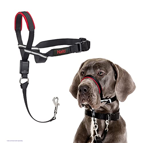 HALTI Optifit Headcollar - To Stop Your Dog Pulling on the Leash. Adjustable, Reflective and Lightweight, with Padded Nose Band. Dog Training Anti-Pull Collar for Large Dogs (Size Large)
