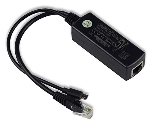 UCTRONICS IEEE 802.3af Micro USB Active PoE Splitter Power Over Ethernet 48V to 5V 2.4A for Tablets, Dropcam or Raspberry Pi 2/3B+ (48V to 5V 2.4A)