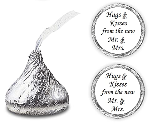 324 Hugs and Kisses from The New Mr. & Mrs. Kiss Wedding Stickers, Chocolate Drops Labels Stickers for Weddings, Bridal Shower Engagement Party Decorations, Kisses Favors Decor. Made in USA