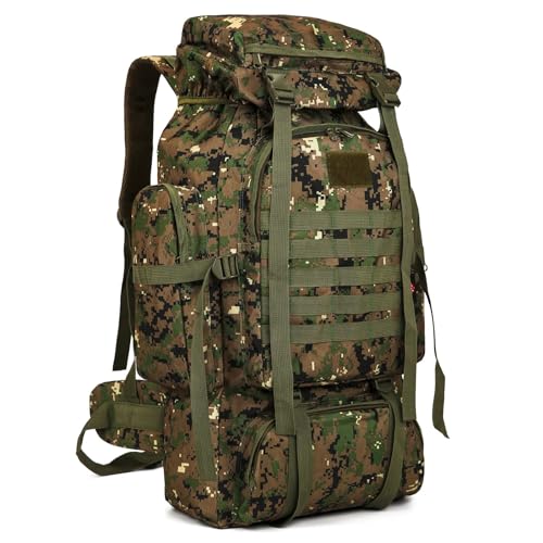 WintMing 70L Camping Hiking Backpack Molle Rucksack Waterproof Traveling Daypack (70L-Camo-Jungle)