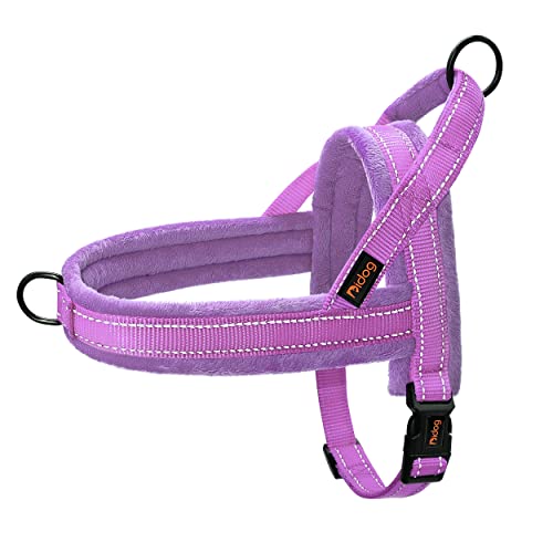 Didog Soft Flannel Padded Dog Vest Harness,Escape Proof/Quick Fit Reflective Dog Strap Harness, Easy for Training Walking(S:Chest 18-22', Purple)