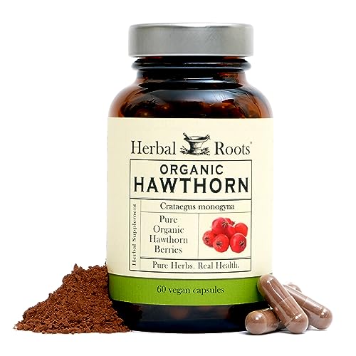 Herbal Roots Organic Hawthorn Berry Capsules | Extra Strength 1,200mg per Serving | 60 Vegan Capsules