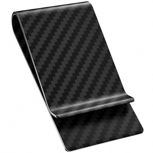 Travelambo Carbon Fiber Money Clip Front Pocket Wallet Minimalist Wallet Slim Wallet Credit Business Card Holder (Matte black)