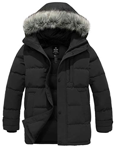 wantdo Men's Heavy Winter Coats Warm Waterproof Black Winter Jackets (Black, Large)