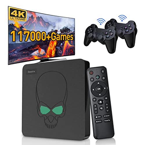 Kinhank Super Console X King,Retro Game Console with 117000+ Games,Compatible with Most Emulators,3 Systems in 1,4K UHD Output,2.4+5G WiFi, Voice Remote Control,2 Gamepads