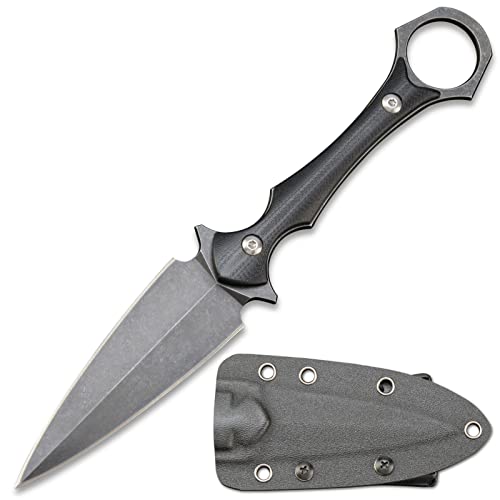 Ccanku C1292 Fixed Blade Knife,D2 Blade,G10 Handle EDC Knifes for Outdoor,Camping,Survival(Black) …