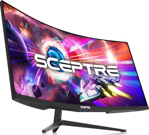 Sceptre 34-Inch Curved Ultrawide WQHD Monitor 3440 x 1440 R1500 up to 165Hz DisplayPort x2 99% sRGB 1ms Picture by Picture, Machine Black (C345B-QUT168)