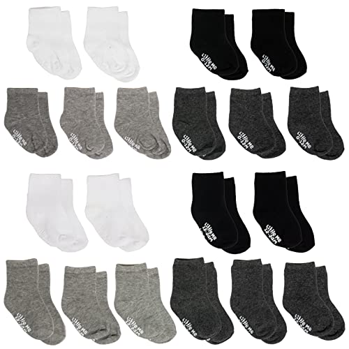 Little Me baby boys Grey White & Black Pack Newborn Infant Toddler Unisex Socks, Multi, 0-24 Months US