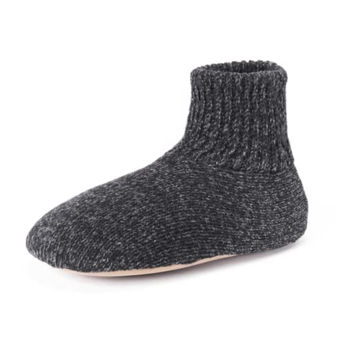 MUK LUKS Men's Morty Ragg Wool Slipper Sock, Black, 2X-Large