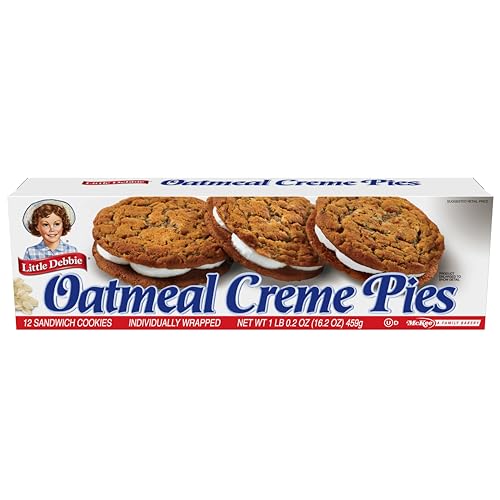 Little Debbie Oatmeal Crème Pies, 12 Individually Wrapped Sandwich Cookies, 16.2 OZ Box