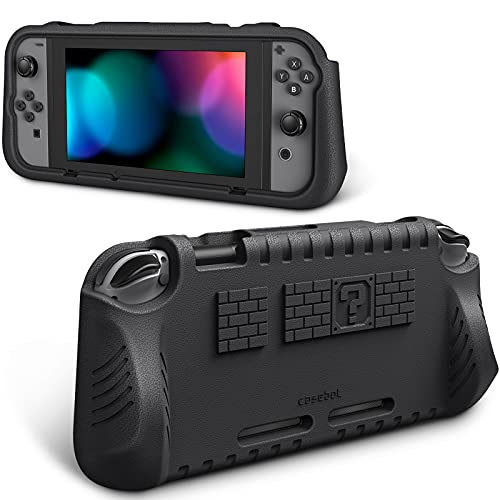 Fintie Kids Case Compatible with Nintendo Switch w/2 Game Card Slots - [Ultralight] [Shockproof] Protective Cover with Ergonomic Grip, Kids Friendly Grip Case for Switch Console (Black)