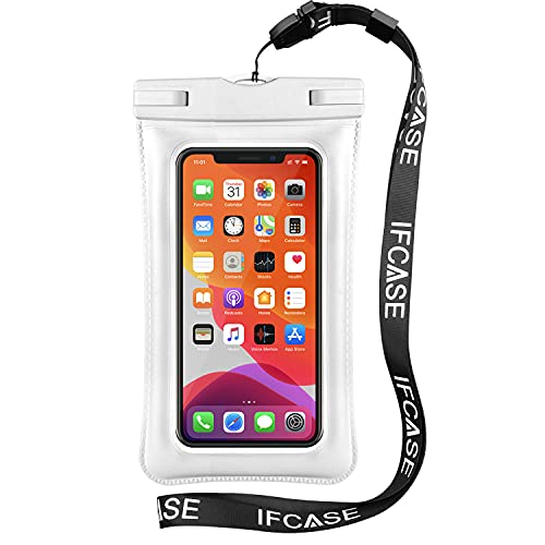 IFCASE Universal Waterproof Case, 2 Pack TPU Phone Dry Bag Pouch for iPhone 14 Pro Max, 14 13 12 11 XS XR 7 8 SE, Samsung Galaxy S22 S21 S20 Ultra, A13 A53 5G (White)