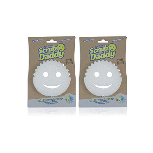 Scrub Daddy Sponge - Dye Free - Scratch-Free Scrubber for Dishes and Home, Odor Resistant, Soft in Warm Water, Firm in Cold, Deep Cleaning, Dishwasher Safe, Multi-use, 1ct (2 pack)