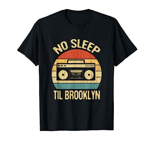 No Sleep Til Brooklyn Retro Old School Stereo Ghetto Blaster T-Shirt