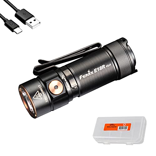 Fenix E18R V2.0 EDC Flashlight, 1200 Lumens USB-C Rechargeable Ultra Compact Pocket Light with Lumentac Organizer