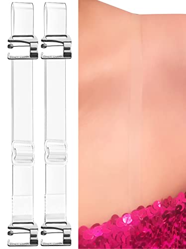 (No Sew No Slip) Clear Bra Straps, Adjustable, Strong Support (10mm) by Pin Straps