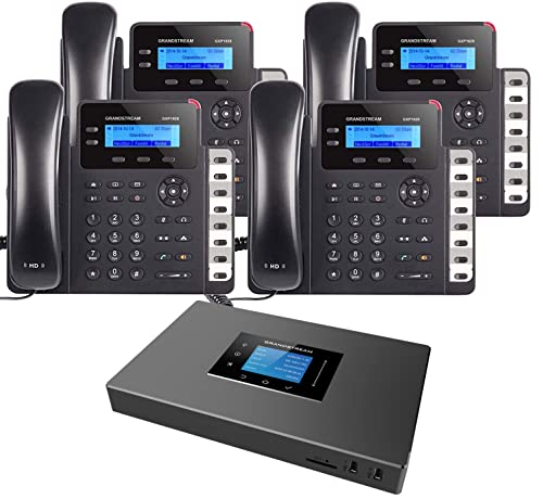 Business Phone System: Starter Pack with Voicemail, Auto Attendant, Cell & Remote Phone Extensions, Call Recording & Free TWAComm.com Phone Service for 1 Year (4 Phone Bundle)