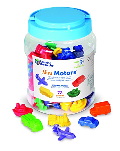 Learning Resources Mini Motors Counting and Sorting Fun Set - 72 Pieces, Ages 3+ Car Counters for Kids, Preschool Math Counters, Math for Preschoolers