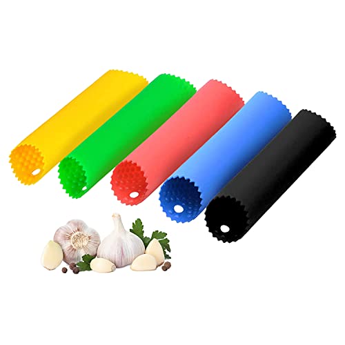 Garlic Peeler Tube, Peel Garlic Effortlessly with Vimbo's 5-Pack Silicone Garlic Peelers - Easy-to-Use Kitchen Tool for Faster Meal Prep (5 Colors)