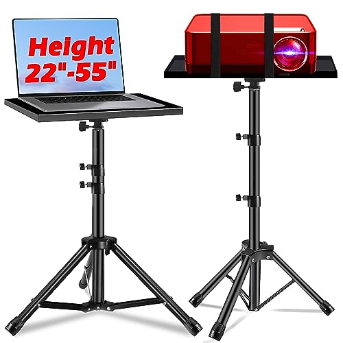 Projector Stand- Laptop Stand Adjustable Height 21 to 55 Inch,Projector Tripod with Phone Holder,Tripod for Projector,DJ Equipment,Projector Stand for Outdoor Movies,Office, Home, Stage or Studio…