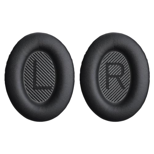 Aurivor Replacement Ear-Pads Cushions for Bose QuietComfort QC-35 QC-35-ii QC-25 QC-15 QC-2 Headphone, Ae2/Ae2i/Ae2W SoundLink SoundTrue Around-Ear, with Soft Protein Leather, Added Thickness (Black)