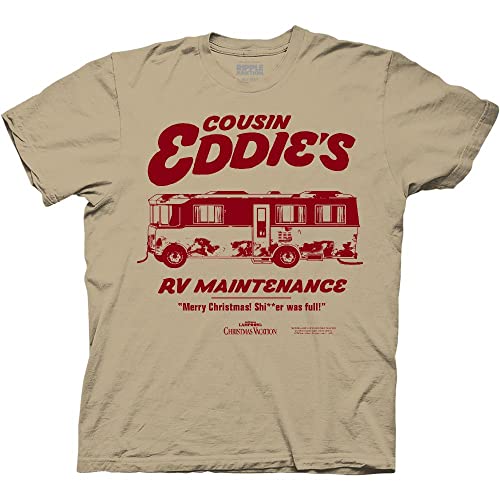 Ripple Junction National Lampoon's Christmas Vacation Adult Unisex Cousin Eddies RV Maintenance Holiday T-Shirt X-Large Tan
