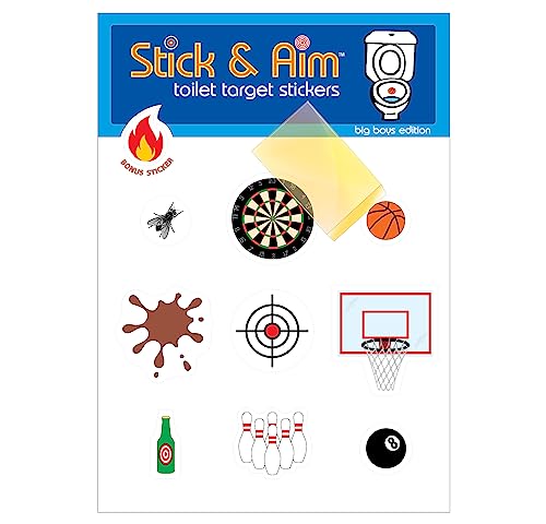 Toilet Target Stickers for Big Boys with Sticker Applicator Tool, Sticks on Wet Surface, Fun Toilet Target Aiming Stickers for Boys and Men