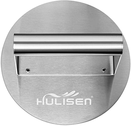 HULISEN Stainless Steel Burger Press, 6.2 inch Round Burger Smasher, Professional Griddle Accessories Kit, Grill Press Perfect for Flat Top Griddle Grill Cooking