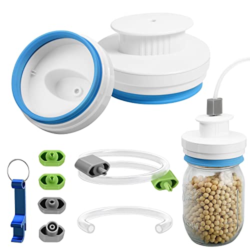 Mason Jar Sealer kit for FoodSaver Vacuum Sealer, Regular and Wide Mouth Mason Jar Vacuum Sealer Kit with Accessory Hose, Jar Sealer Attachment Compatible with All FoodSaver Vacuum Sealers