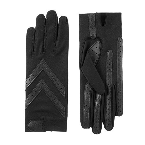 isotoner womens Spandex Shortie Touchscreen cold weather gloves, Black - Smartdri, Small-Medium US
