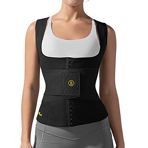 HOT SHAPERS Cami Hot Waist Cincher with Waist Trainer and Shaper for Women – Workout Sweat Vest – Sauna Suit for Slimming Weight Loss Workouts – an Hourglass Stomach Compression Girdle (Black, S)