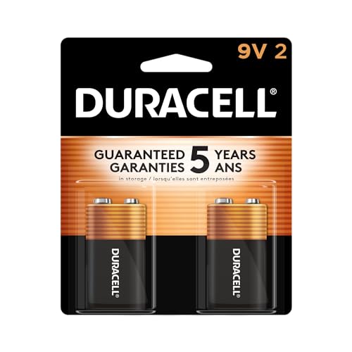 Duracell Coppertop 9V Battery, 2 Count Pack, 9-Volt Battery with Long-lasting Power, All-Purpose Alkaline 9V Battery for Household and Office Devices